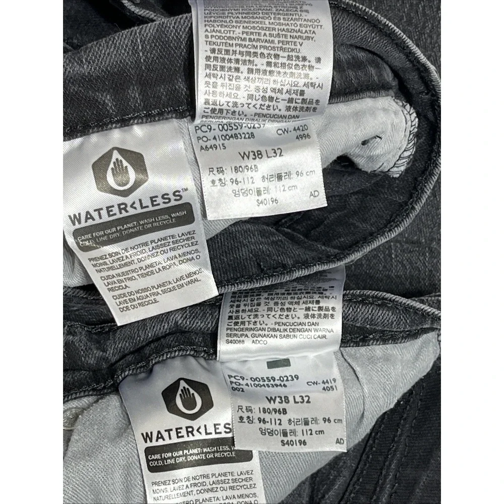 Levi 559 2 Pairs Jeans Mens 38x32 Black Straight Leg Western Red Tab Grunge EUC